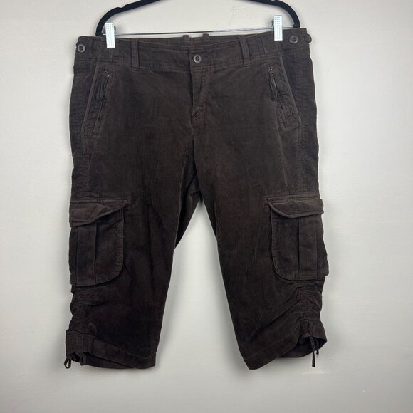 Gap Women's Brown Corduroy Cargo Style Capri Pants Size 16 - Picture 1 of 7